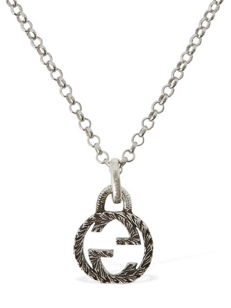 gucci gg necklace silver|gucci silver and onyx necklace.